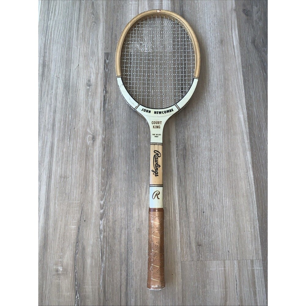 Vintage Wooden Tennis Racket  John Newcombe Rawlings Signature w/  Frame